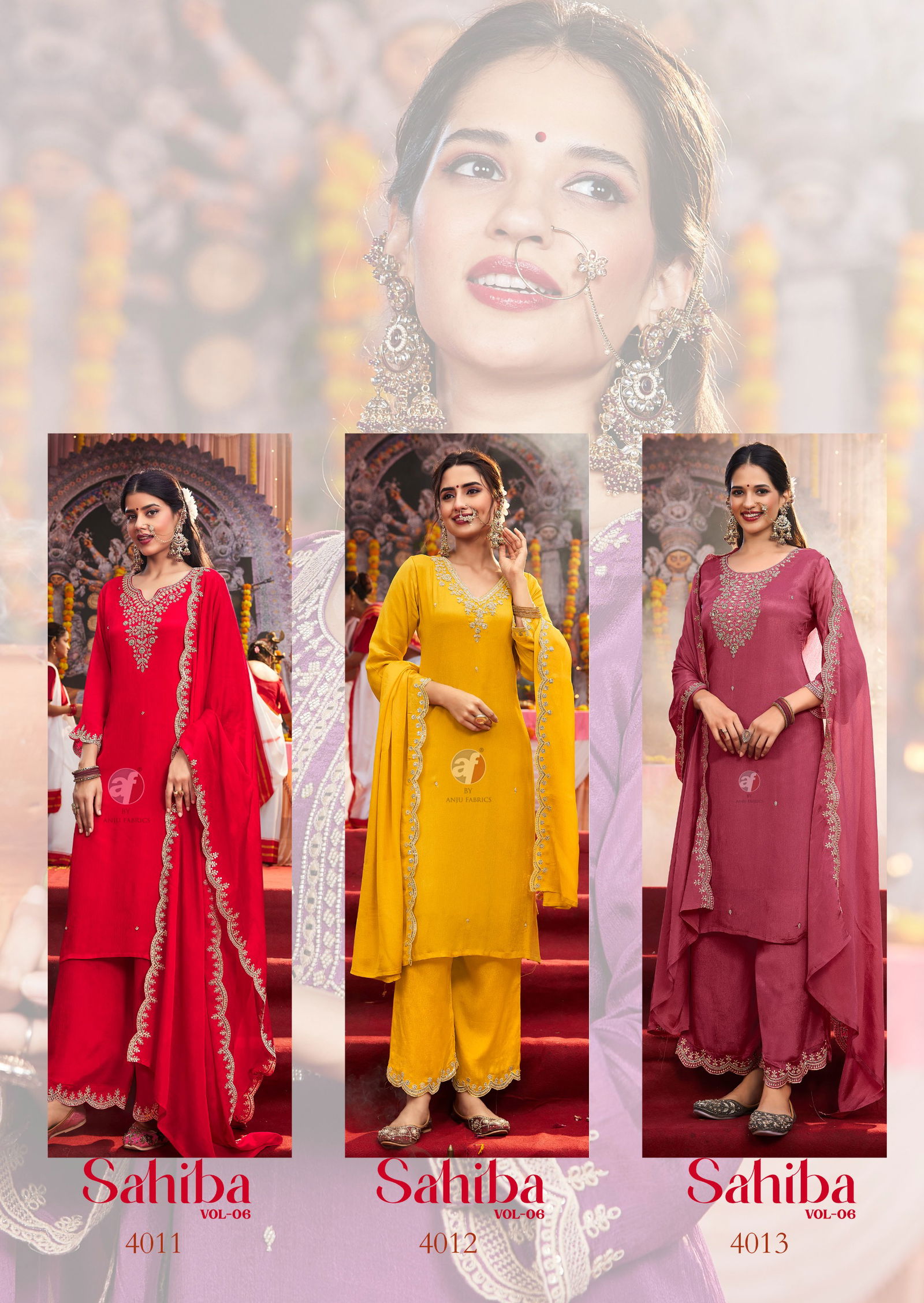 Sahiba Vol 6 By Af Chinon Kurti With Bottom Dupatta Wholesale Market In Surat
